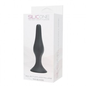 Крупная чёрная анальная пробка из силикона ANAL BOTTLE PLUG SILICONE EXTRALARGE - 15,5 см.