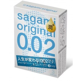 Ультратонкие презервативы Sagami Original 0.02 Extra Lub с увеличенным количеством смазки - 3 шт.